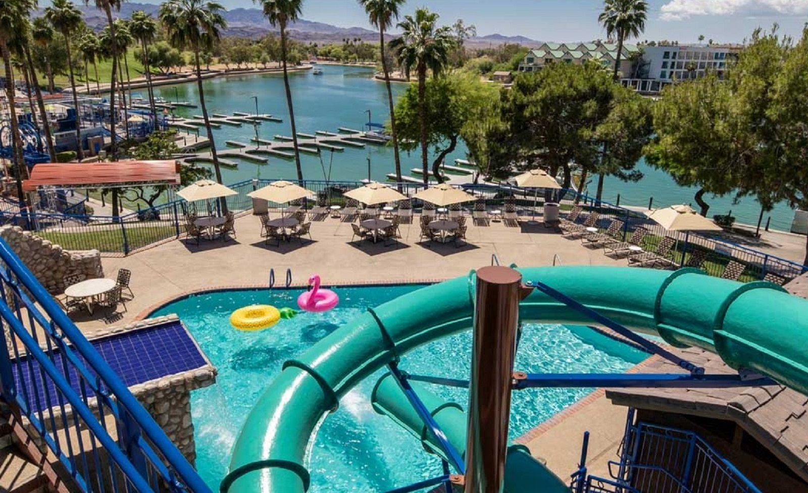 Splash Pool and waterslide at London Bridge Resort